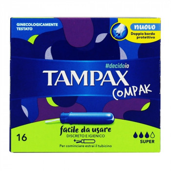 TAMPAX COMPAK SUPER 9/12 GIORNI CON APPLICATORE IN PLS 16 PZ