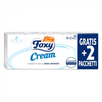 FAZZOLETTI FOXY CREMA ARRICCHITI CON GLICERINA PER PELLI SENSIBILI 4 VELI 10 PZ