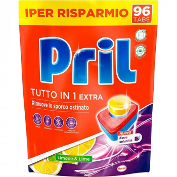 PRIL LAVASTOVIGLIE TUTTO IN 1 EXTRA LIMONE CONFEZIONE SUPER CONVENIENZA 96 PZ