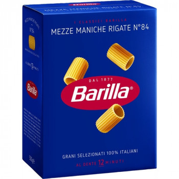 BARILLA MEZZE MANICHE RIGATE N84 PASTA DI SEMOLA DI GRANO DURO 500 GRAMMI