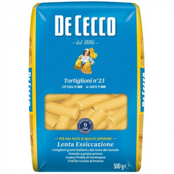 DE CECCO TORTIGLIONI N23 PASTA DI SEMOLA DI GRANO DURO 500 GRAMMI