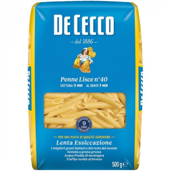 DE CECCO PENNE LISCE  N40 PASTA DI SEMOLA DI GRANO DURO 500 GRAMMI