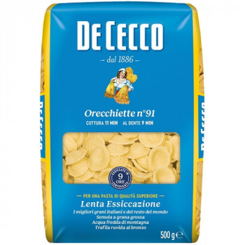 DE CECCO ORECCHIETTE N91 PASTA DI SEMOLA DI GRANO DURO 500 GRAMMI