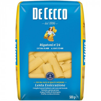 DE CECCO RIGATONI N24 PASTA DI SEMOLA DI GRANO DURO 500 GRAMMI