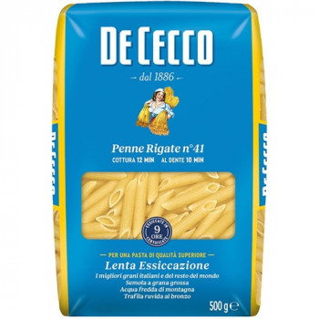 DE CECCO PENNE RIGATE N41 PASTA DI SEMOLA DI GRANO DURO 500 GRAMMI