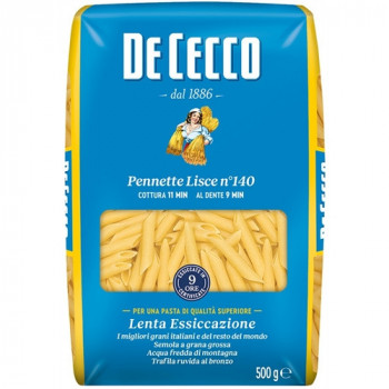 DE CECCO PENNETTE LISCE  N140 PASTA DI SEMOLA DI GRANO DURO 500 GRAMMI