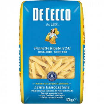 DE CECCO PENNETTE RIGATE N241 PASTA DI SEMOLA DI GRANO DURO 500 GRAMMI