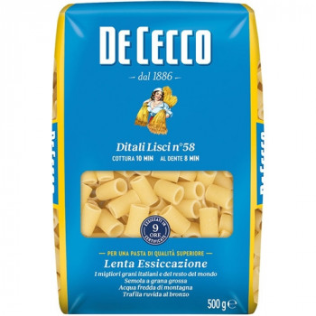 DE CECCO DITALI LISCI N58 PASTA DI SEMOLA DI GRANO DURO 500 GRAMMI