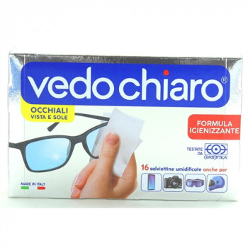 VEDO CHIARO OCCHIALI VISTA E SOLE FORMULA IGIENIZZANTE 16 SALVIETTINE UMIDIFICATE