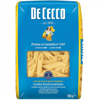 DE CECCO PENNE CANDELA N340 PASTA DI SEMOLA DI GRANO DURO 500 GRAMMI