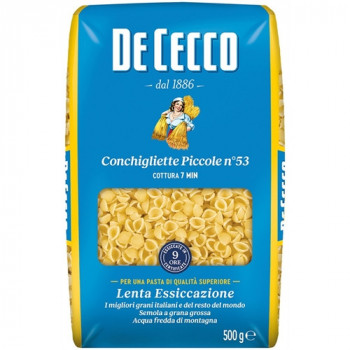 DE CECCO CONCHIGLIETTE LISCE N53 PASTA DI SEMOLA DI GRANO DURO 500 GRAMMI