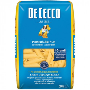 DE CECCO PENNONI LISCI N38 PASTA DI SEMOLA DI GRANO DURO 500 GRAMMI