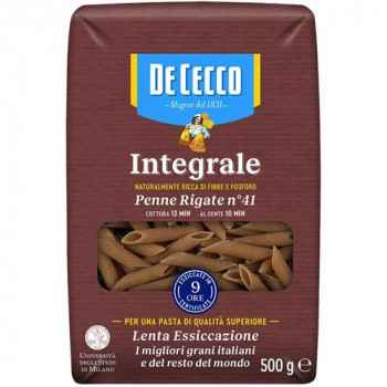 DE CECCO PENNE RIGATE INTEGRALE 500 GRAMMI