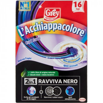 GREY L''ACCHIAPPACOLORE AZIONE INTENSA X CAPI SCURI 2IN1 RIAVVIVA NERO 16 FOGLI