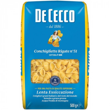 DE CECCO CONCHIGLIETTE RIGATE N51 PASTA DI SEMOLA DI GRANO DURO 500 GRAMM