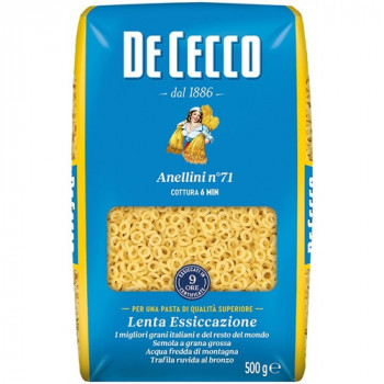 DE CECCO ANELLINI N71 PASTA DI SEMOLA DI GRANO DURO 500 GRAMMI