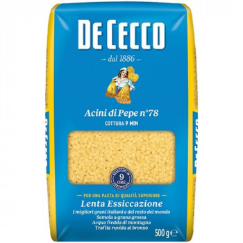 DE CECCO ACINE DI PEPE N78 PASTA DI SEMOLA DI GRANO DURO 500 GRAMMI