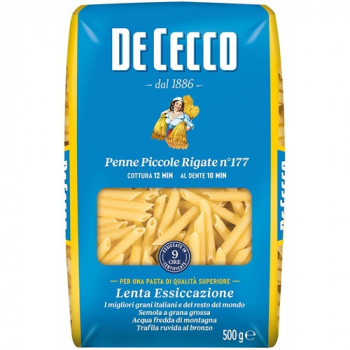 DE CECCO PENNETTE PICCOLE RIGATE N177 PASTA DI SEMOLA DI GRANO DURO 500 GRAMMI