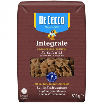 DE CECCO FARFALLE INTEGRALE 500 GRAMMI