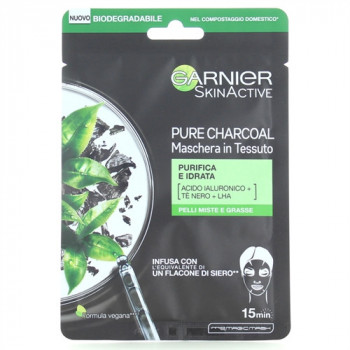 GARNIER MASCHERA PURE CHARACOAL IN TESSUTO PURIFICA E IDRATA TE'' NERO+ACIDO...