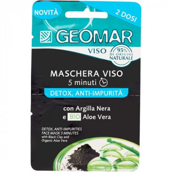 GEOMAR MASCHERA 2 DOSI VISO 5 MINUTI DETOX & ANTI-IMPURITA'' CON ARGILLA NERA E BIO...