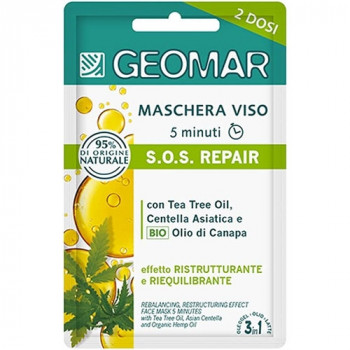 GEOMAR MASCHERA 2 DOSI VISO 5 MINUTI S.O.S. REAPAIR CON TEA TREE OIL, CENTELLA ASIATICA...