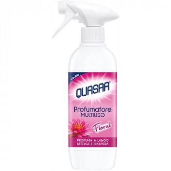 QUASAR SPRAY PROFUMATORE MULTIUSO FLOREAL PROFUMA A LUNGO, DETERGE E SPOLVERA 500 ML