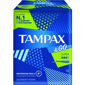 TAMPAX & GO SUPER 9/12 GIORNI CON APPLICATORE IN PLS 18 PZ