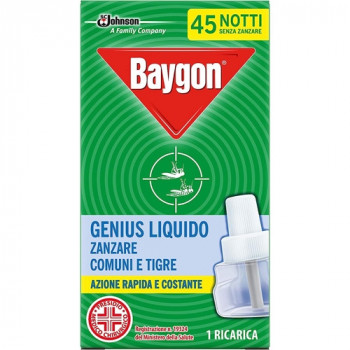 BAYGON LIQUIDO RICARICA CLASSICA ZANZARE COMUNI E TIGRE 45 NOTTI 27 ML