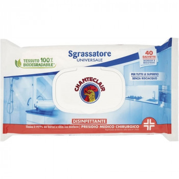 CHANTECLAIR SALVIETTE MULTIUSO DISINFETTANTE E SGRASSATORE SENZA RISCIACQUO 40 PZ