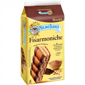 MULINO BIANCO FISARMONICHE CON 8 CEREALI E CREMA AL MALTO D''ORZO E CACAO 8 PZ 264 GRAMMI