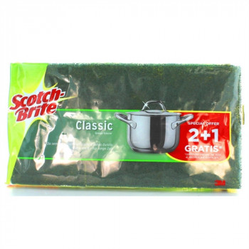 SCOTCH-BRITE FIBRAVERDE CLASSICA SPUGNA ABRASIVA  NON USARE SU SUPRFICI DELICATE 3 PZ