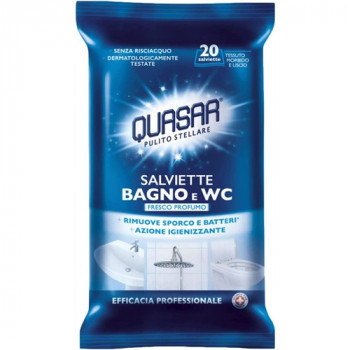 QUASAR SALVIETTE BAGNO E WC FRESCO PROFUMO +RIMUOVE SPORCO E BATTERI+AZIONE...