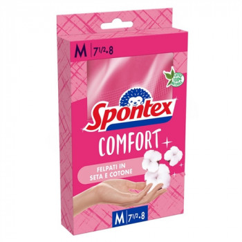 SPONTEX GUANTI COMFORT FELPATI IN SETA E COTONE MISURA MEDIA