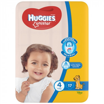 HUGGIES UNISTAR PANNOLINI MISURA 4 7/18KG 17PZ