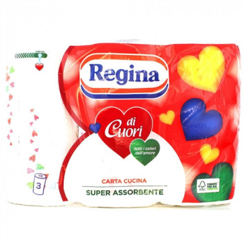 ROTOLONE REGINA DI CUORI CUCINA ASCIUGATUTTO SUPER ASSORBENTE 3 PZ