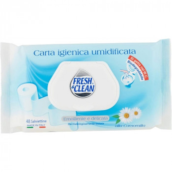 FRESH & CLEAN CARTA IGIENICA UMIDIFICATA CON ALOE VERA E CAMOMILLA EFFETTO EMOLIENTE...