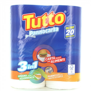 ROTOLONE TENDERLY TUTTO PANNO CARTA 3IN1 SPUGNA EXTRA ASSORBENTE IDEALE PER ALIMENTI 2 PZ