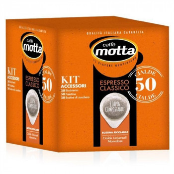 MOTTA ESPRESSO CLASSICO CAFFE'' IN CIALDE 50 PZ + KIT COMPLETO 50 BICCHIERI...