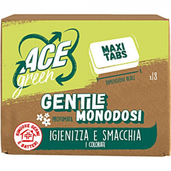 ACE GREEN TABS GENTILE PROFUMATA MONODOSI IGIENIZZA E SMACCHIA I COLORATI 18 PZ