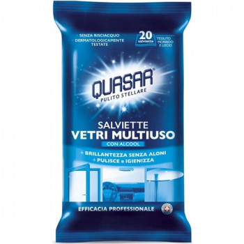 QUASAR SALVIETTE VETRI MULTIUSO CON ALCOOL +BRILLANTEZZA SENZA ALONI+PULISCE E...