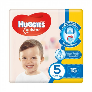 HUGGIES UNISTAR PANNOLINI MISURA 5 11/25KG 15PZ