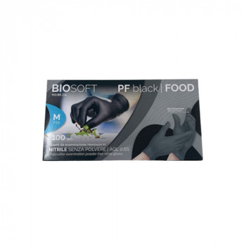 GUANTI BIOSOFT NITRILE NERO SENZA POLVERE IDEALI PER ALIMENTI MISURA M 100 PZ