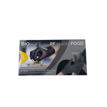 GUANTI BIOSOFT NITRILE NERO SENZA POLVERE IDEALI PER ALIMENTI MISURA L 100 PZ