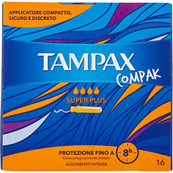 TAMPAX COMPAK SUPER PLUS 12/15 GIORNI CON APPLICATORE IN PLS 16 PZ