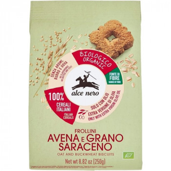 ALCE NERO FROLLINI DI AVENA E GRANO SARACENO 100% ITALIANO 250 GRAMMI