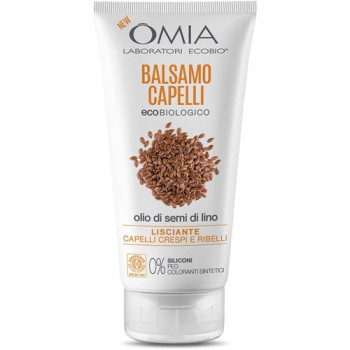 OMIA BIO BALSAMO CAPELLI LISCIANTE CON OLIO DI SEMI DI LINO PER CAPELLI CRESPI E...