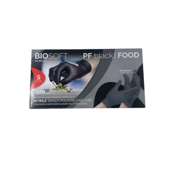 GUANTI BIOSOFT NITRILE NERO SENZA POLVERE IDEALI PER ALIMENTI MISURA S 100 PZ