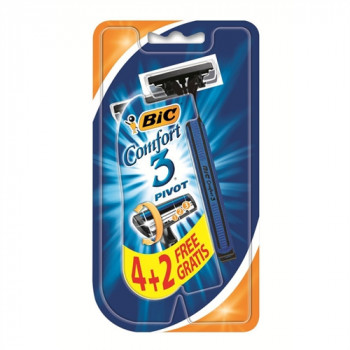 BIC RASOIO 3 LAME COMFORT CON ALOE E VITAMINA E CON MANICO IN GOMMA 4+2 PZ