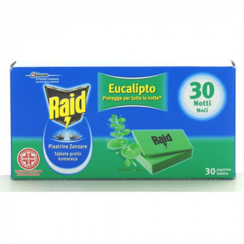 RAID PIASTRINE EUCALIPTO ANTIZANZARE AZIONE PROLUNGATA 30 PZ